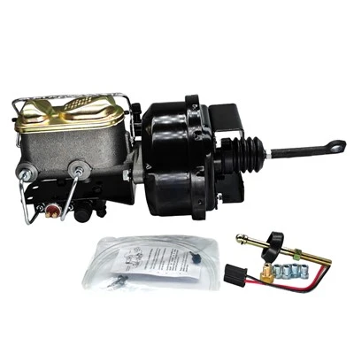 Refuerzo de freno, cilindro maestro y conjunto de válvula proporcional para servofreno de diafragma único negro de 7" con parte superior Cilindro maestro de freno de hierro fundido de 1" de diámetro, 2 puertos, automóviles modificados FORD Mustang, SY-BB&MCS-0020